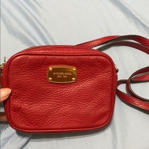 michael kors red and gold crossbody